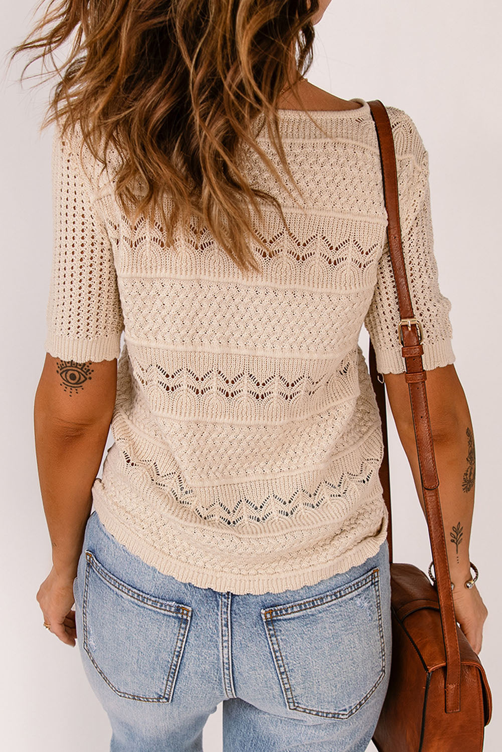 Openwork knitted shorts